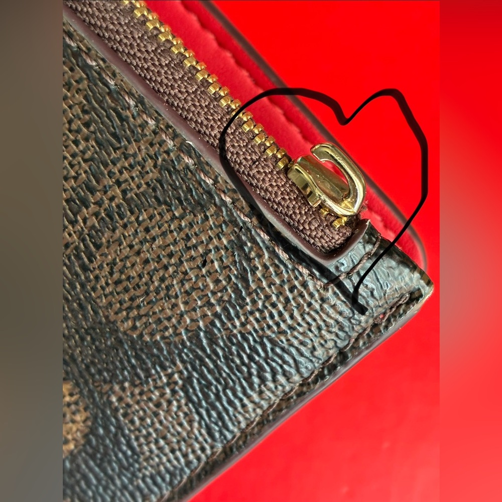 Coach Signature Canvas Wallet with Red Tab - Picture 2 of 13